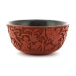 A Chinese carved cinnabar lacquer bowl,