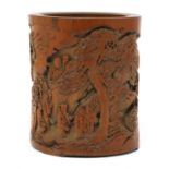 A Chinese bamboo brush pot,