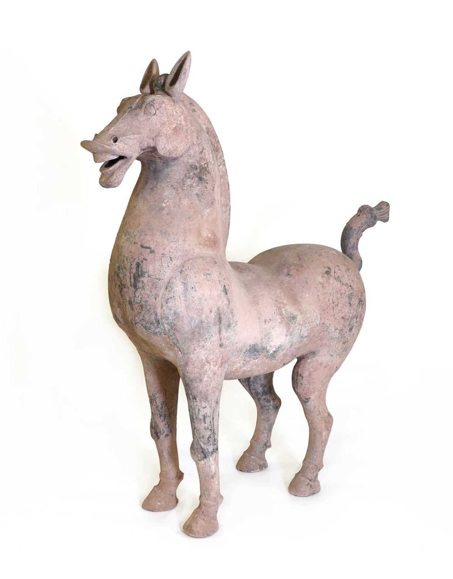 A large Chinese grey pottery horse,