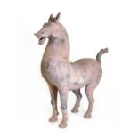 A large Chinese grey pottery horse,