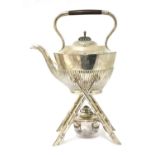 A Chinese export silver kettle on stand,