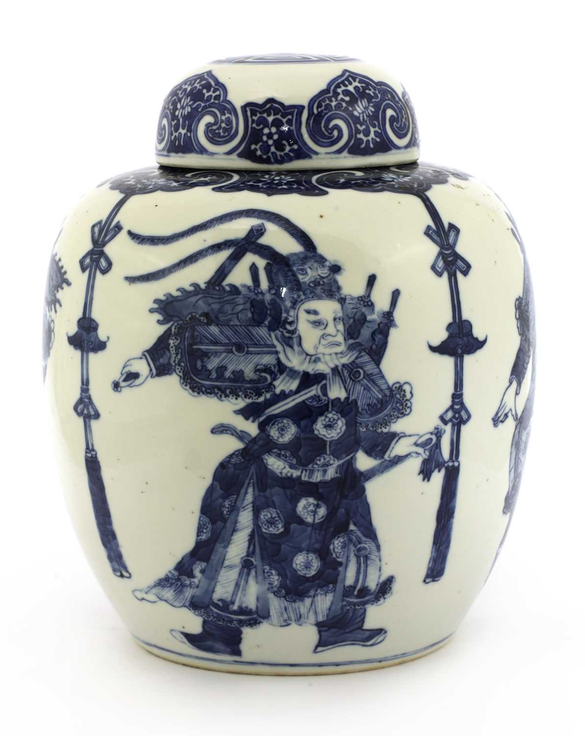 A Chinese export blue and white jar and cover,