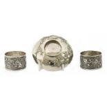 A pair of Chinese export silver napkin rings,