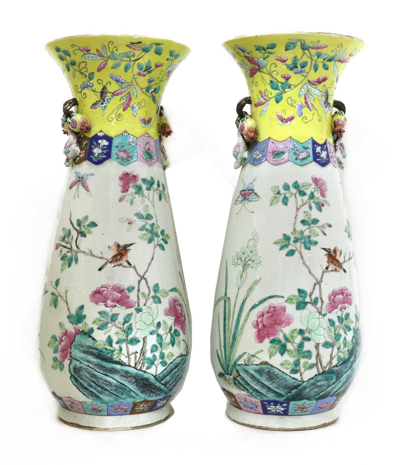 A pair of Chinese famille rose vases, - Image 2 of 4