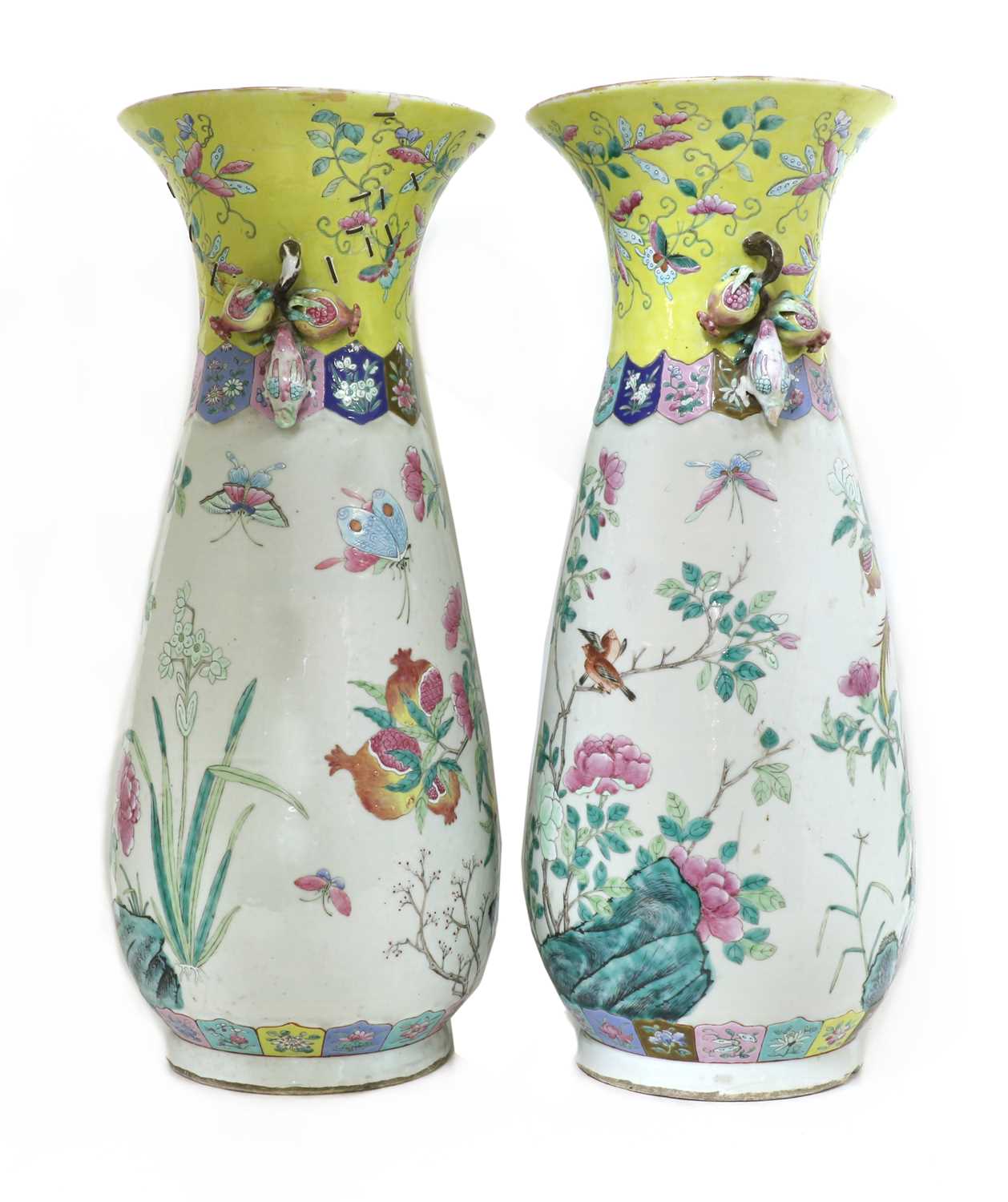 A pair of Chinese famille rose vases, - Image 3 of 4