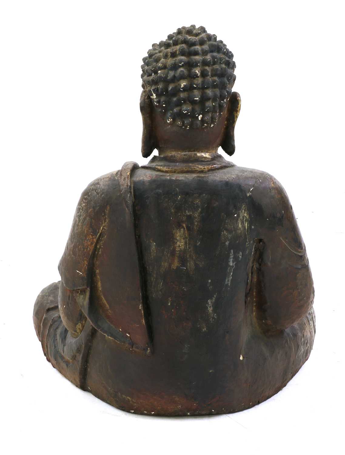 A gilt-lacquered wood Buddha, - Image 3 of 5