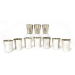 A set of ten Chinese export silver vodka cups,