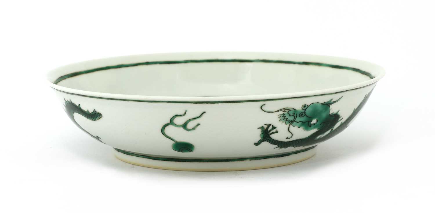 A Chinese green-enamelled plate, - Image 3 of 5