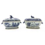 Two Chinese blue and white tureens and covers,