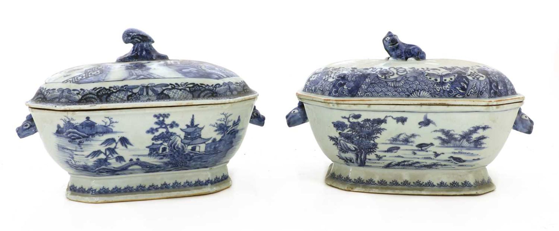 Two Chinese blue and white tureens and covers,