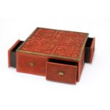 A rare Chinese carved cinnabar lacquer treasure box,