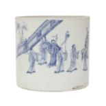 A Chinese blue and white brush pot,