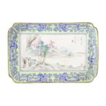 A Chinese Canton painted enamel tray,