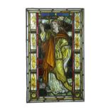 A set of four stained glass panels,