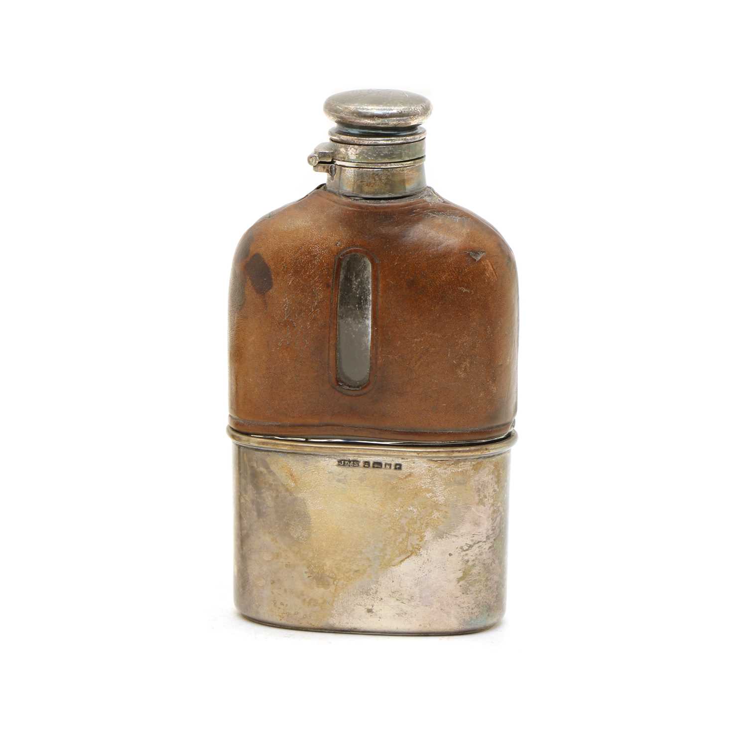 A Victorian leather and silver mounted hip flask, - Image 3 of 3