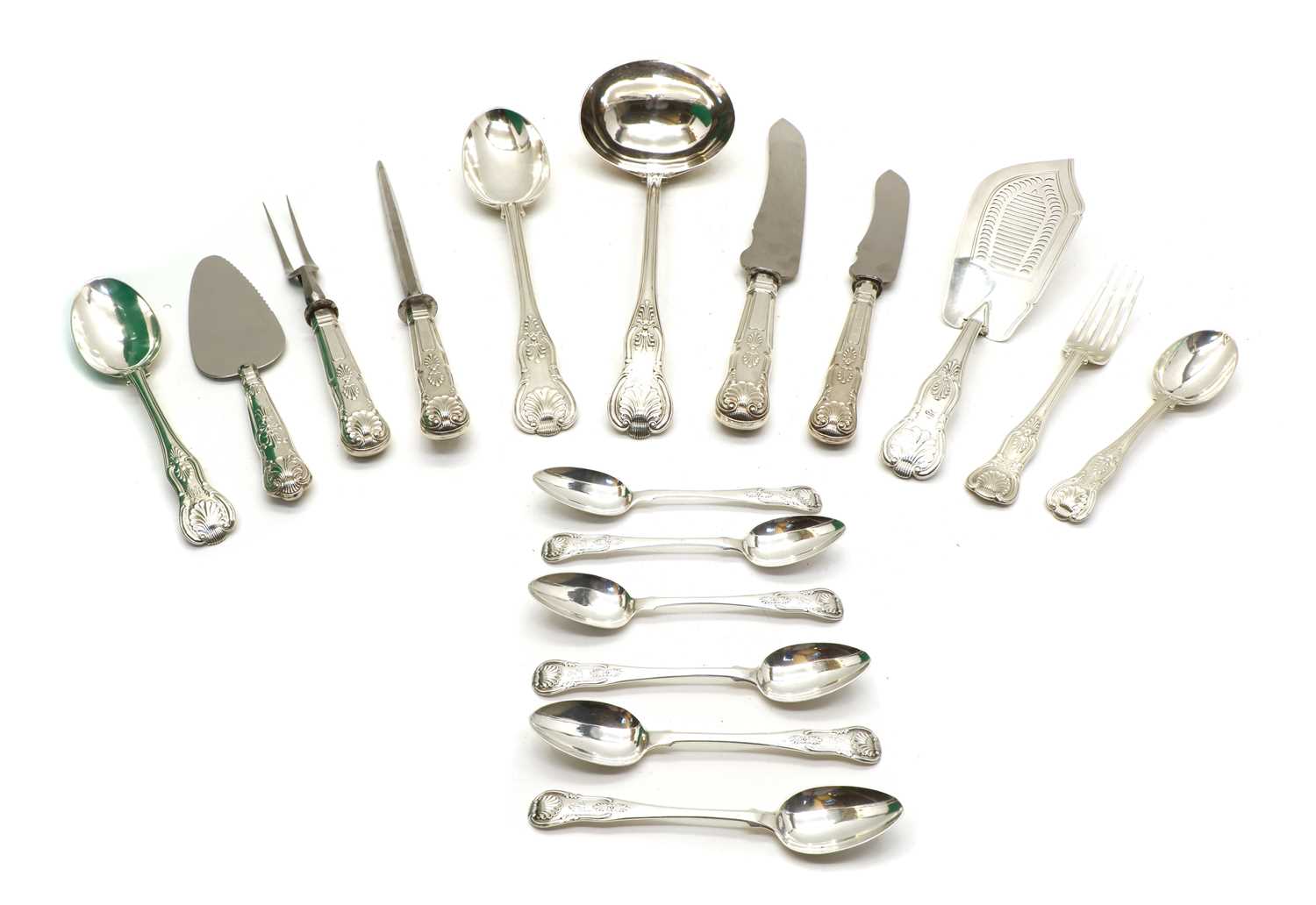 A small collection of silver King's pattern flatware,