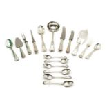 A small collection of silver King's pattern flatware,