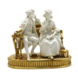 A Sevres style bisque porcelain conversation group,