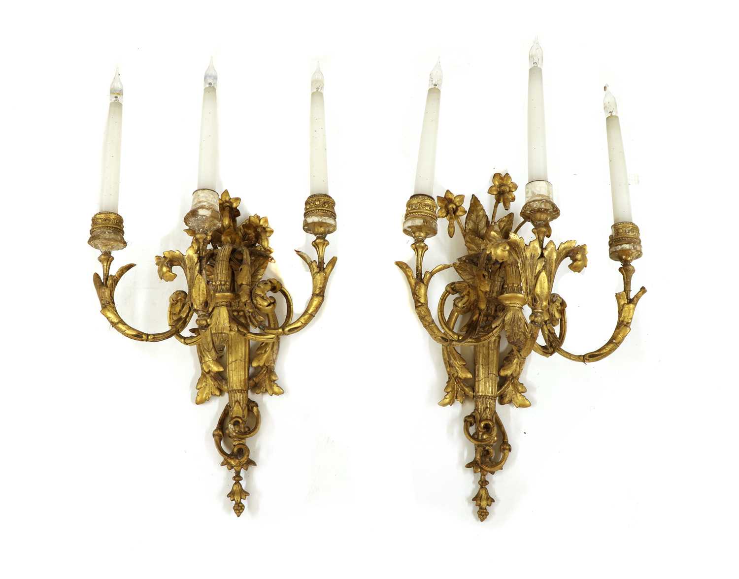 A pair of gilt gesso girandoles,