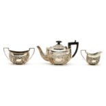 A three piece Victorian silver tea set,