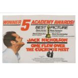 A 1975 British quad movie poster One Flew Over The Cuckoo's Nest,