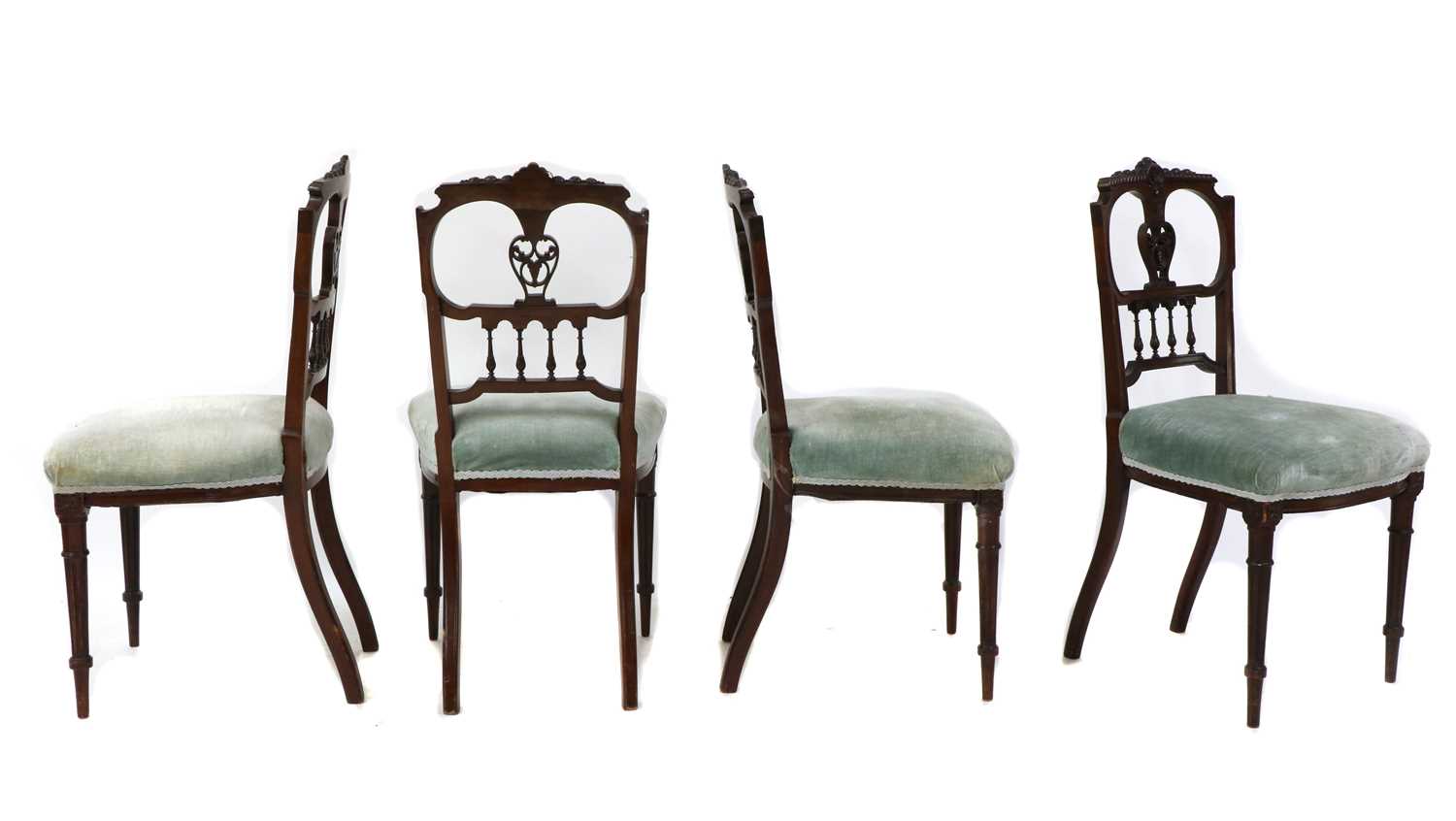 A set of four Edwardian walnut dining chairs, - Image 2 of 3