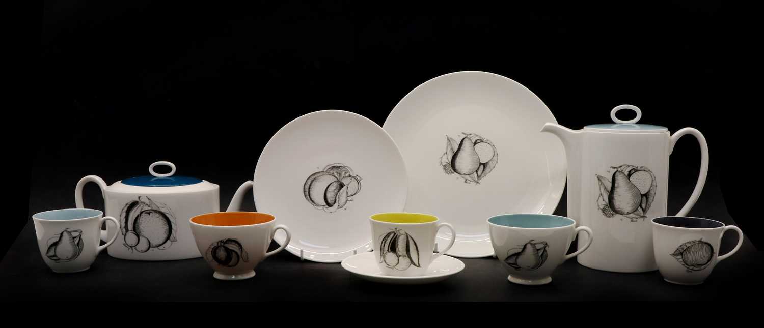 A collection of Wedgwood 'Black Fruit' pattern tea, coffee and dinner wares,