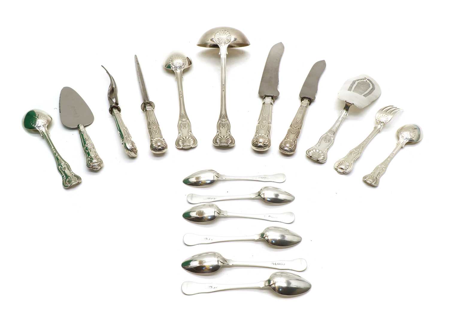 A small collection of silver King's pattern flatware, - Image 2 of 3