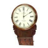 A 19th century mahogany drop dial wall clock,