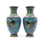 A pair of Chinese cloisonne vases,