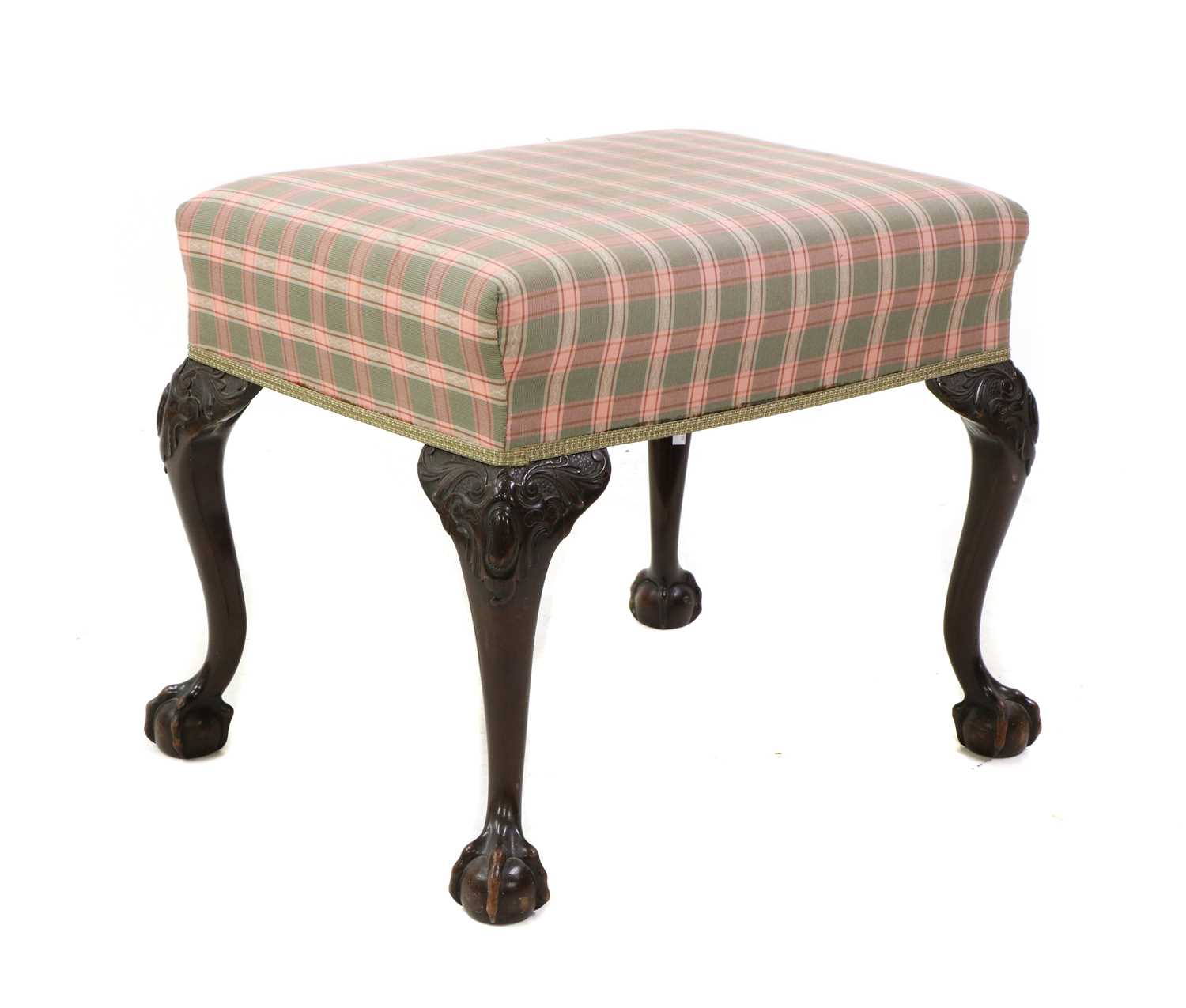 A Chippendale style mahogany stool,