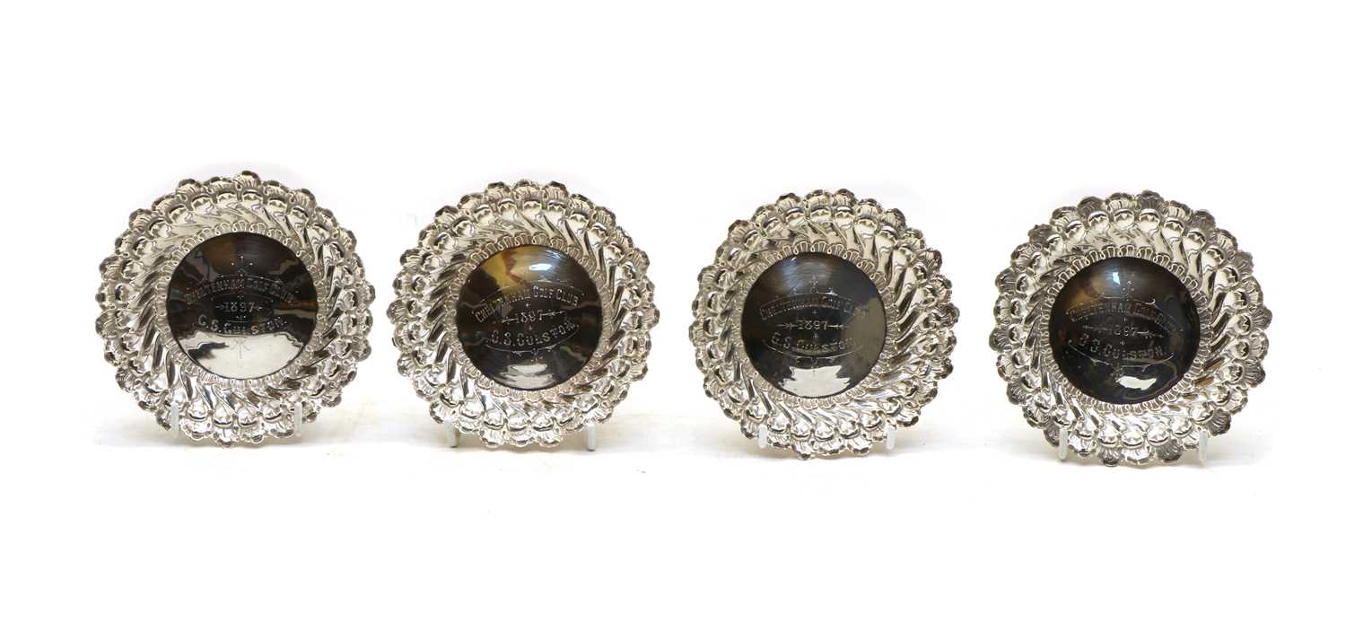 A set of four Victorian silver bonbon dishes, - Image 2 of 13