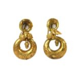 A pair of Victorian gold drop earrings,