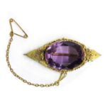 A Victorian gold amethyst brooch,