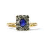 A sapphire and diamond cluster ring,