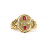 A Victorian 15ct gold ruby and diamond ring,