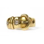 A Victorian 18ct gold diamond set buckle ring,