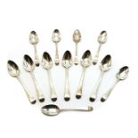 A set of six George III silver Old English pattern teaspoons,