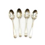 Four 18th century silver teaspoons,