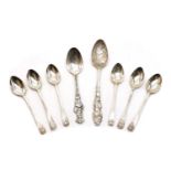 A set of six Edwardian silver Old English and shell pattern coffee/teaspoons,