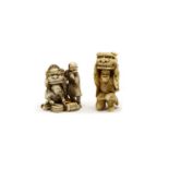 Two late 19th/early 20th century Japanese carved ivory netsuke