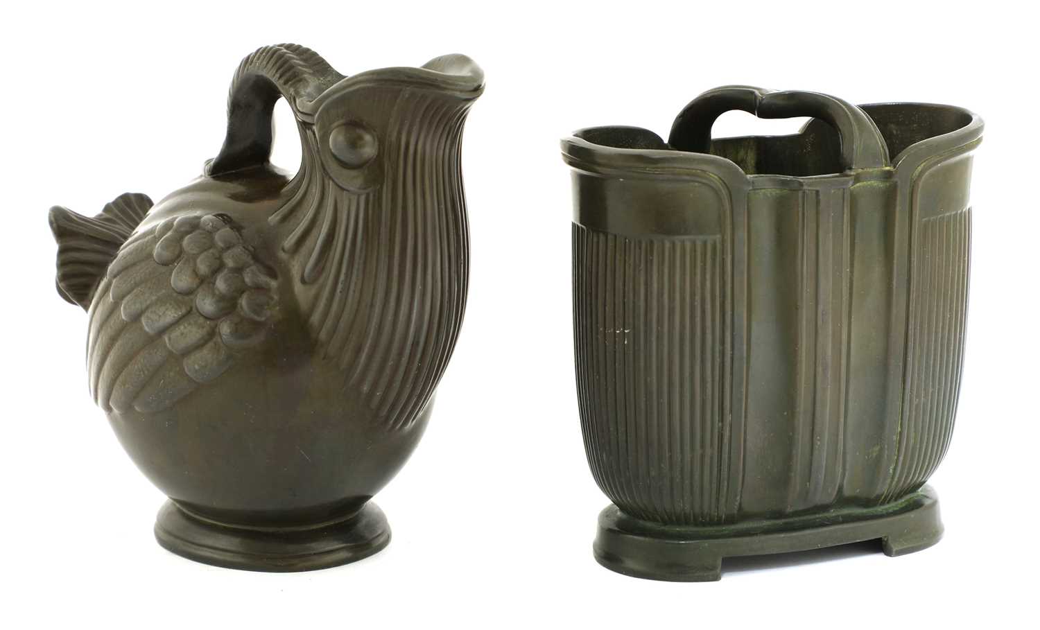 Just Andersen (Danish, 1884-1943), two patinated Art Deco bronze vases,