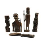 A carved wooden Ashanti fertility figure,
