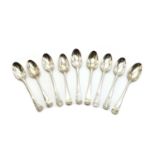 A set of five 18th century silver teaspoons,