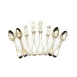 A collection of silver Fiddle pattern flatware,