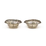 A pair of silver sweetmeat baskets,