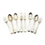 A collection of silver flatware,