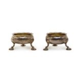 A pair of George II silver salts,