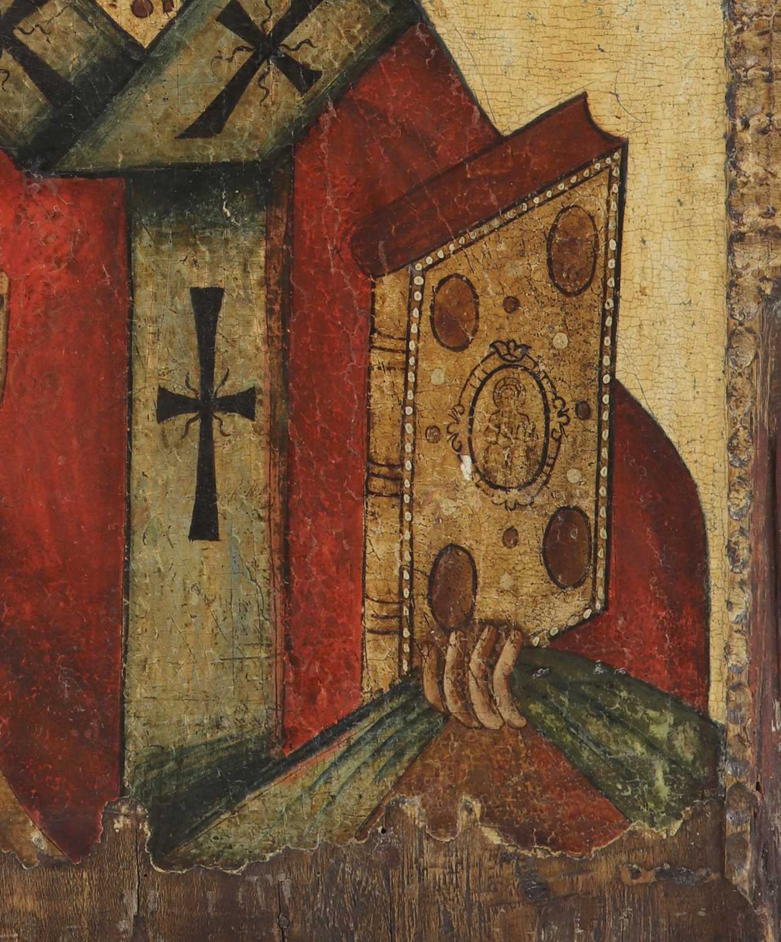 A processional icon of the Mother of God of the Sign and St Nicholas, - Image 9 of 44