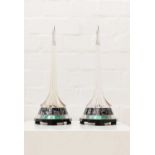 A pair of Soviet rocket table lamps,